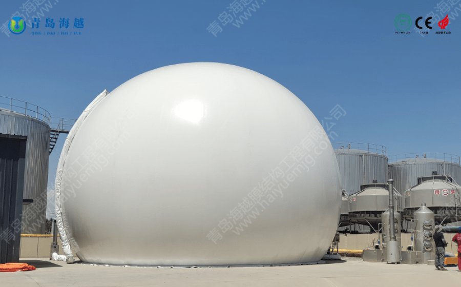 Industrial wastewater 1000m³ double membrane gas holder